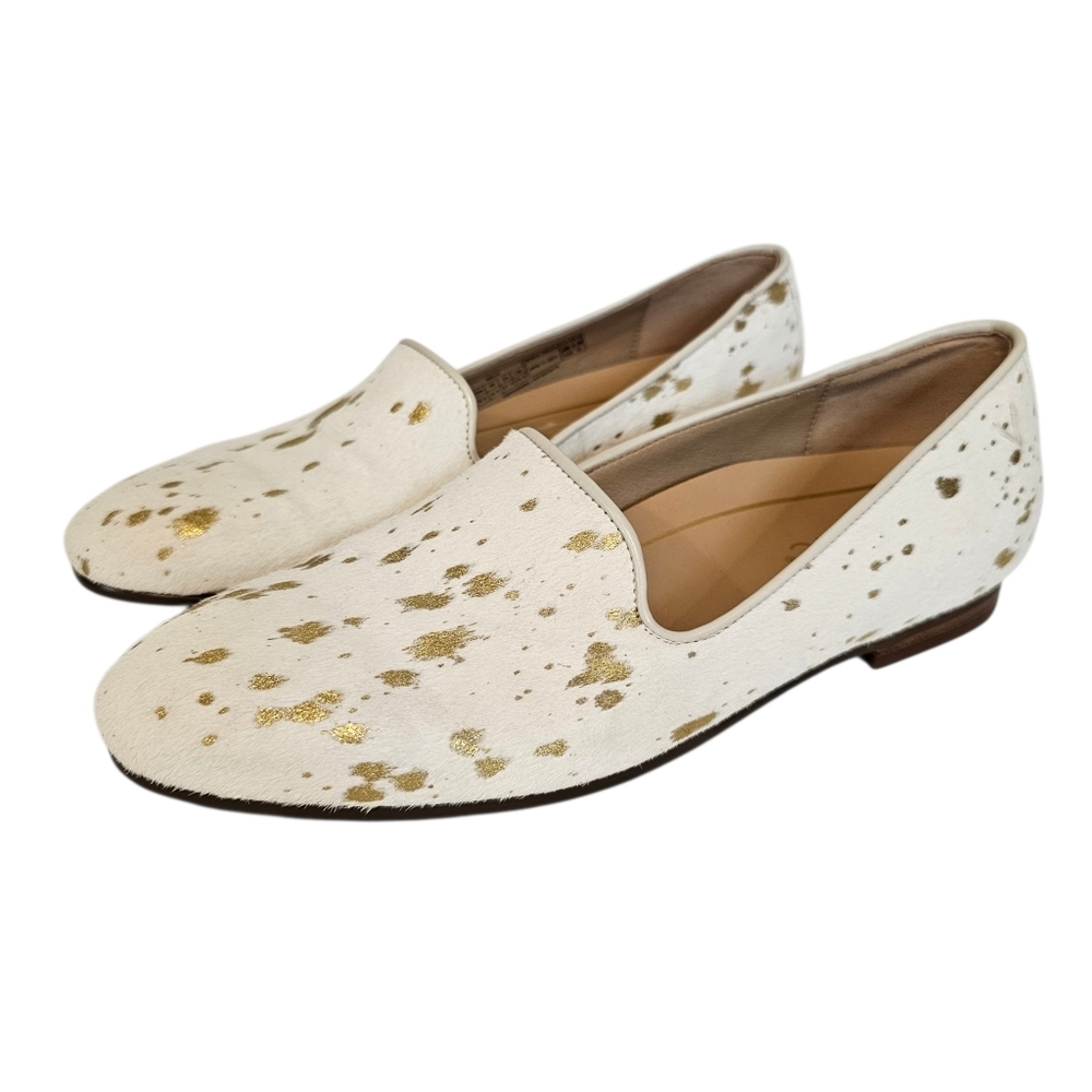 Vionic Willa Flats Gold Metallic Speckled Cow Hair Flat Loafer